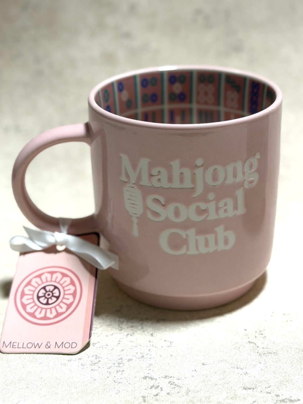 Mahjong Social Club Pink Ceramic Mug